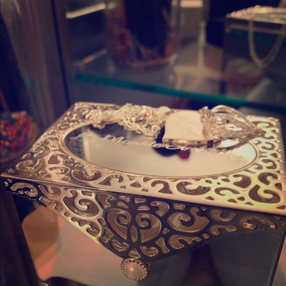 Custom engraved jewelry box and matching necklace